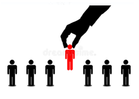 Hand Find Select Person In Line Of People Stock Illustration ...