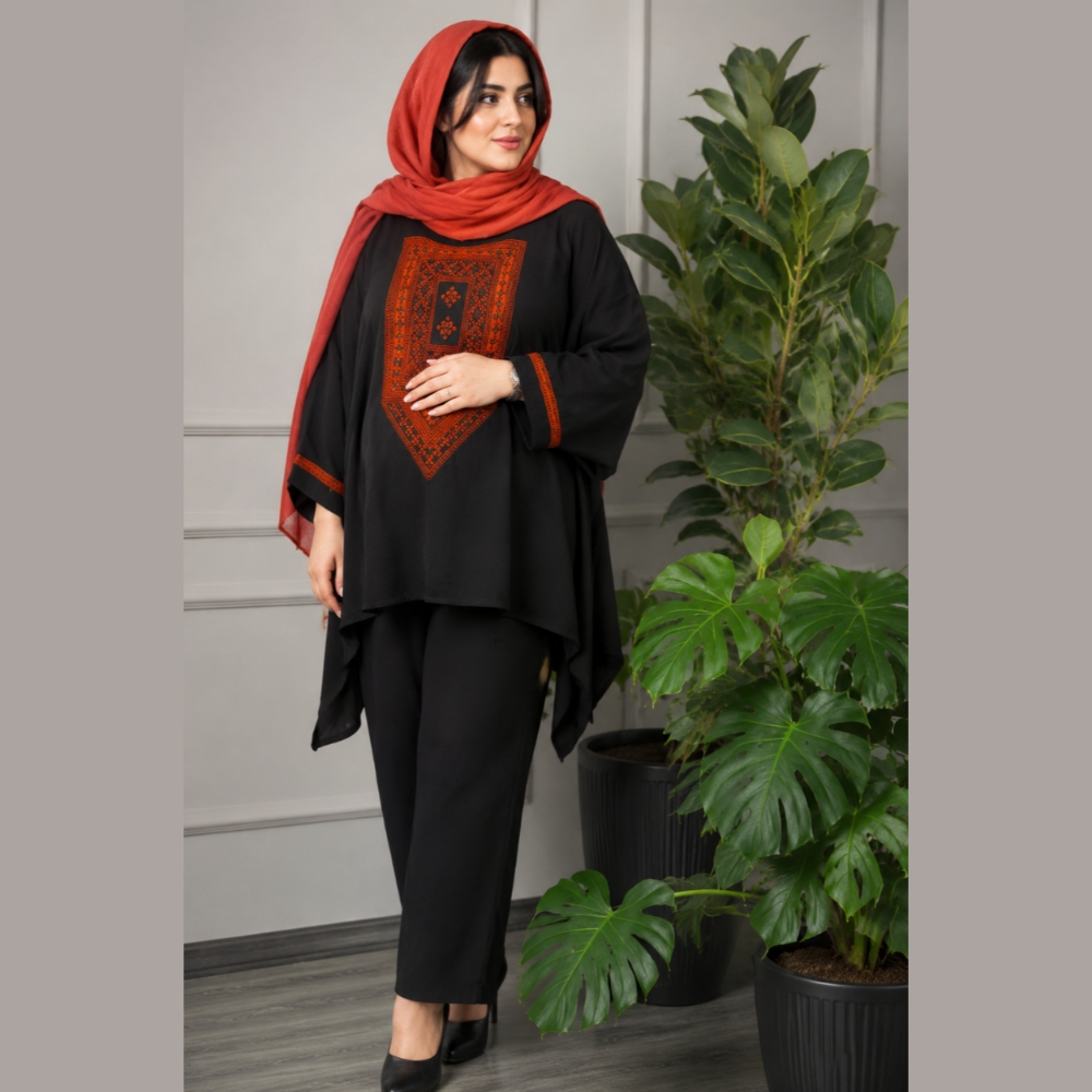 ست پانچ و شلوار بارداری - قرمز